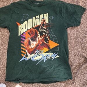 Dennis Rodman Graphic T-Shirt Green Medium